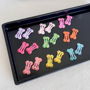 Lindas Pinzas para el Cabello BB con Forma de Hueso Colores de Caramelo Patrón de Lunares Mini Horquillas de Metal