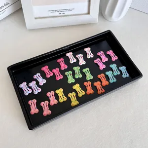Mini pinzas de pelo con forma de hueso y lunares para niños y mascotas, colores dulces