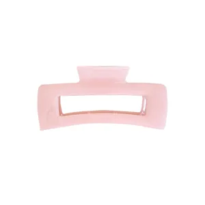 Grande pince à cheveux rectangulaire rose pastel élégante pour coiffer les cheveux
