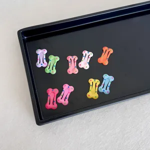 Lindas mini pinzas para el cabello en forma de hueso colores caramelo con lunares niñas