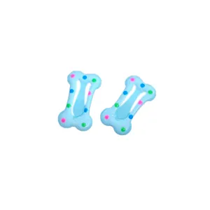 Lindas pinzas para el pelo de 2,5 cm en forma de hueso azul con lunares para niños y mascotas