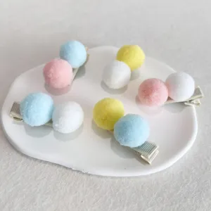 Pinces à cheveux douces à pompons colorés pour femmes et filles