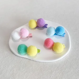 Lot de barrettes à cheveux colorées à pompons en couleurs pastel pour femmes