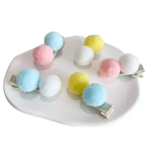 Lot de pinces à cheveux à pompons colorés pour filles accessoires de cheveux pastel mignons
