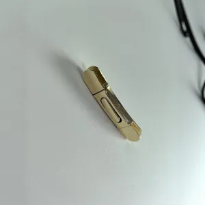 Gold metal adjustable belt buckle, zinc alloy slider for thin straps, minimalist design main view.