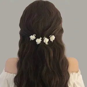 Lot de barrettes à fleurs blanches élégantes pour la coiffure des femmes