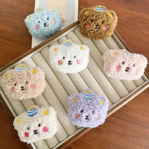 Accessoires de Bricolage en Peluche Ours en Peluche de Dessin Animé Mignon Broche Tête d'Ours Ornement de Sac Décoration de Patch de Vêtements