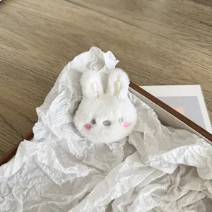Petit lapin en peluche blanc pour accessoires de coiffure DIY et broches
