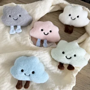 Broche en Peluche Nuage Mignon Poupée Rembourrée Douce Pendentif de Sac d'École Décoration de Vêtements DIY Accessoire de Porte-clés pour Femmes Filles Cadeau