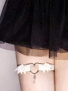 Gothic punk heart wing thigh garter Lolita leg ring accessory y2k fashion cool style