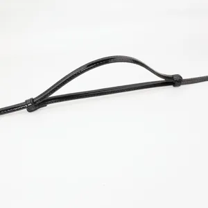 Minimalist black patent leather thin waist belt for women stylish dress coat accessory