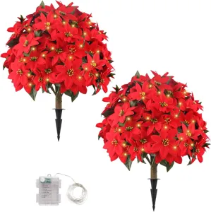 Weihnachten Künstliche Weihnachtsstern Gartenstecker Baum LED Licht Outdoor Blumengesteck Für Garten Terrasse Deko