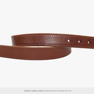 Women vintage brown genuine leather belt casual jeans pants belt high quality fashion