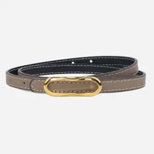 Cinturón de cuero genuino para mujer elegante minimalista de doble faz fino para abrigo