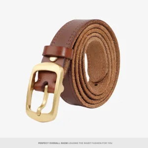 Women's Vintage Genuine Leather Belt Retro Pin Buckle Casual Waist Belt For Jeans Fashion Ladies Waistband