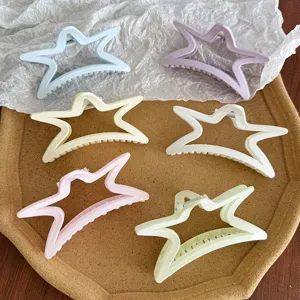 Lot de 6 grandes pinces à cheveux en forme d'étoile aux couleurs crème pastel pour cheveux épais.