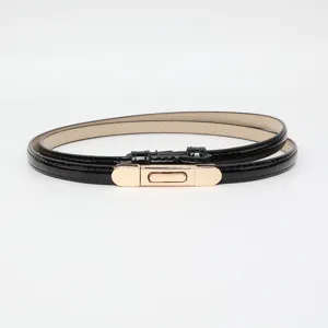 Women fashion thin patent leather belt for dress sweater suit versatile waist decoration