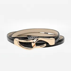 Minimalistisch Dames PU Leer Smalle Riem Met Goud Metalen Haak Veelzijdige Mode Jurk Taille Riem Accessoires