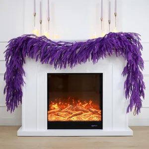 Paarse Norfolk Pijnboom Kerstslinger Kunstmatige Spar Hangende Decoratie Voor Voordeur Open Haard Trappen Huisdecoratie