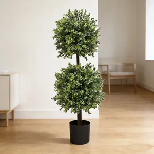 Künstlicher Buchsbaum Topiary Baum Doppelkugel Faux Topfpflanze Kunststoff Landschaftsbaum Für Innen Außen Haus Büro Garten Dekor
