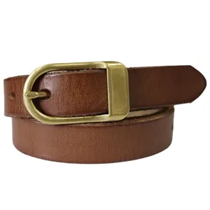Women's Genuine Leather Belt Slim Brown Casual Dress Jeans Fashion Metal Buckle Accessory