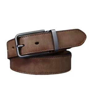 Cintura da uomo vintage in vera pelle con fibbia ad ardiglione casual per jeans moderni