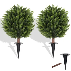Artificial Boxwood Topiary Tree Garden Stake For Outdoor Yard Decoration Detachable Spherical Faux Cedar Topiary Tree For Garden Courtyard DIY Potted Plants All Seasons Green