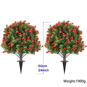 Detail view showing the 24 inch height and 1900g weight of artificial rose stakes