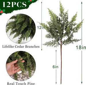 18 inch artificial cedar branches detail showing lifelike real touch texture and size