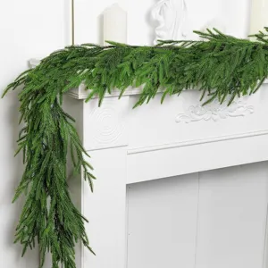 Realistische Norfolk Pine Kerstslinger Voor Open Haard Trappen Voordeur Decoratie Soft Touch Plastic Kunstmatige Wijnstok Home Vakantie Decor