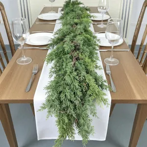 Guirnalda de Ciprés Artificial de Navidad Agujas de Pino Verde 1.8m Guirnalda Para Chimenea Escaleras Mesa Puerta Principal Decoración Hogar
