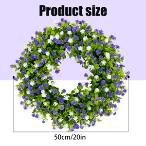 Detailed view of 20-inch artificial eucalyptus and lavender wreath showing size