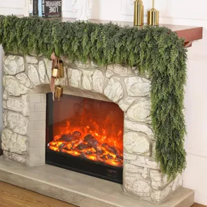 Artificial Norfolk Pine Garland Christmas Greenery Decoration Soft Real Touch PE Pine Needle Garland For Fireplace Mantle Staircase Decor