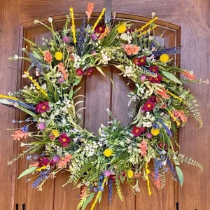Texas Veldbloemen Krans Voor Voordeur Kunstmatige Lente Zomer Bloem Krans Rustieke Plastic Huis Decor Wanddecoratie