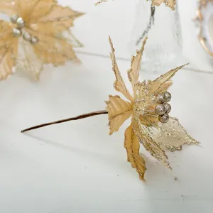 Elegante stelo di stella di Natale artificiale oro champagne per decorazioni natalizie