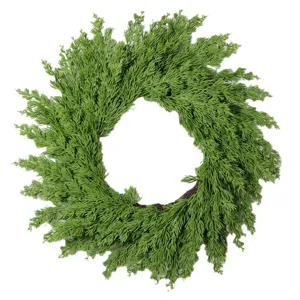 Ghirlanda natalizia di aghi di pino verde da 20 pollici con base in vite naturale