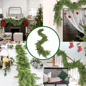 Guirlande de cyprès artificiel réaliste de 180 cm pour décoration de Noël intérieure