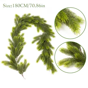 Detailed macro view showing the texture of a 180cm artificial pine Christmas garland