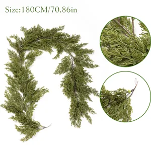 Detailed view of 180cm artificial cypress pine needle garland for holiday decor