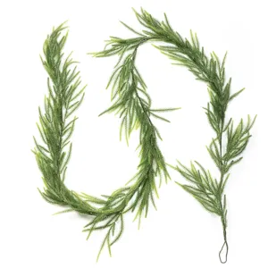 Lifelike green artificial cedar pine garland for Christmas home staircase and door decoration