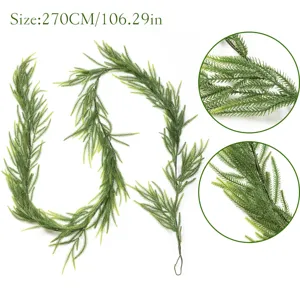 270cm artificial pine needle and cypress garland for Christmas table and home decor