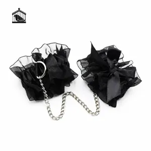 Gotisch Kant Handboeien Voetboeien Enkelbandje Bondage Lichaam Sieraden Kant Lint Metalen Ketting Stel Interactief Been Ring Accessoire
