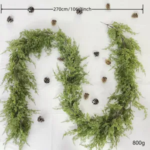 Detailansicht einer 270cm langen künstlichen Zypressengirlande für Weihnachtsdekoration mit 800g