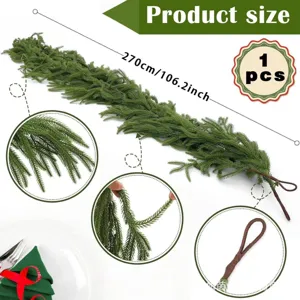Detailed view of 270cm Norfolk pine Christmas garland for stair and mantel decor