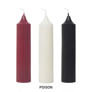 Vela aromática de pilar Poison acanalada, vela decorativa de cera rojo blanco negro.