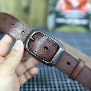 Men's Vintage Casual Leather Belt Top Layer Cowhide Minimalist Pin Buckle Belt For Jeans Men Fashion Accessories
