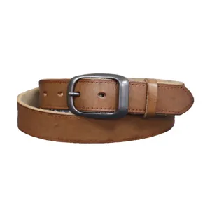 Vintage casual genuine cowhide leather belt for men with stylish pin buckle for jeans.