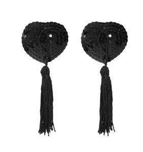 Black sequin heart tassel nipple covers sexy intimate accessories for women party festival wear