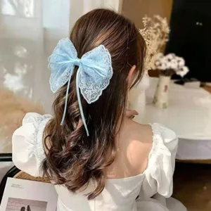 Pinza de Pelo de Lazo de Encaje Hecha a Mano Elegantes Pinzas de Pelo de Cinta Dulces Accesorios de Pelo Para Mujeres Y Niñas