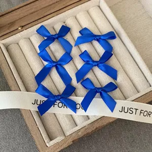 Chic blue satin ribbon hair bows set, cute dopamine style hair accessories for daily wear.